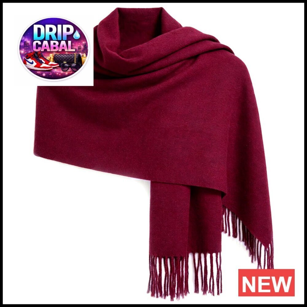 Cashmere-Like Oversized Shawl Fringe Pashmina Wrap Elegant Evening Wear